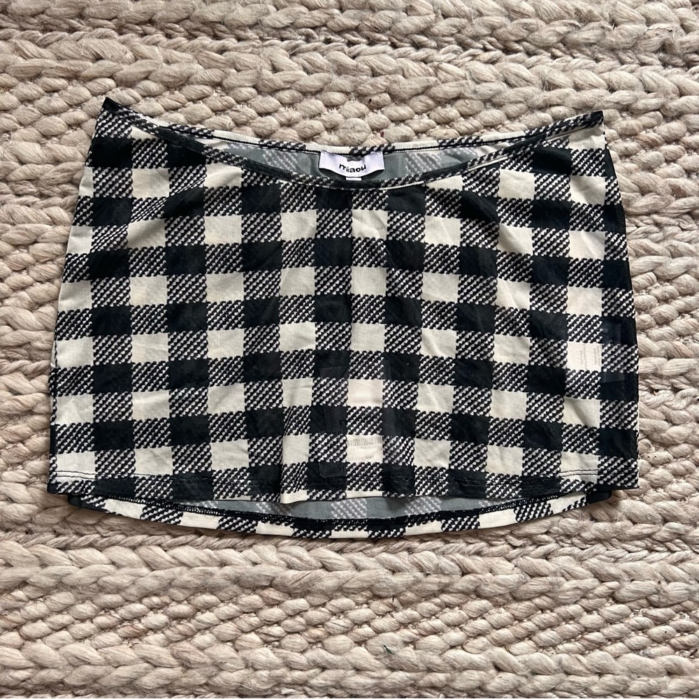 Miaou Black and White Gingham Micro Skirt